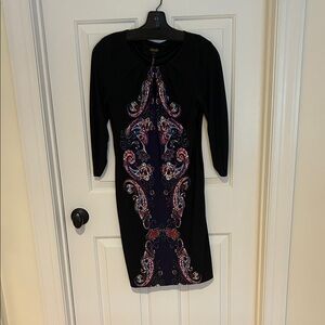 Laundry By Shelli Segal Black Dress with Vibrant Paisley Pattern